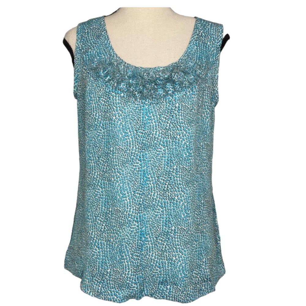 Tory Burch Silk Animal Snake Leopard Print Sleeveless Blouse Size 4